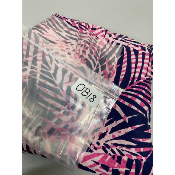 Club Room Linen Button Up Shirt Mens size Large Blue Pink Palm Hawaiian Vacation - Picture 6 of 11